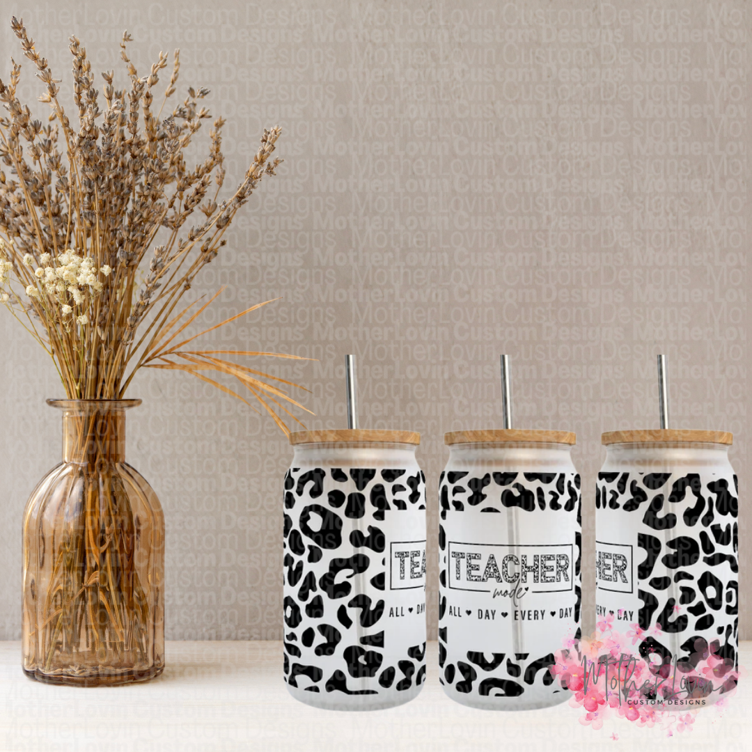 Teacher Leopard Frosted Libbey Glass
