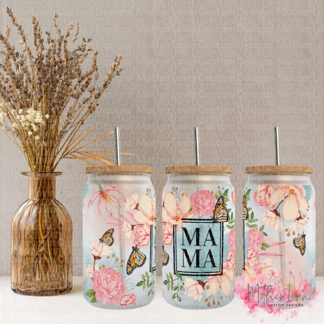 Floral Mama Frosted Libbey Glass