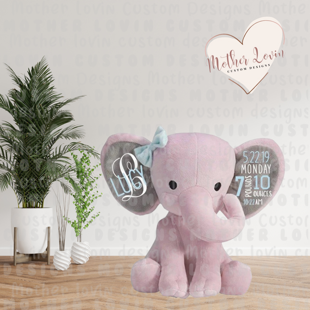 Plush Elephant Birth Announcement