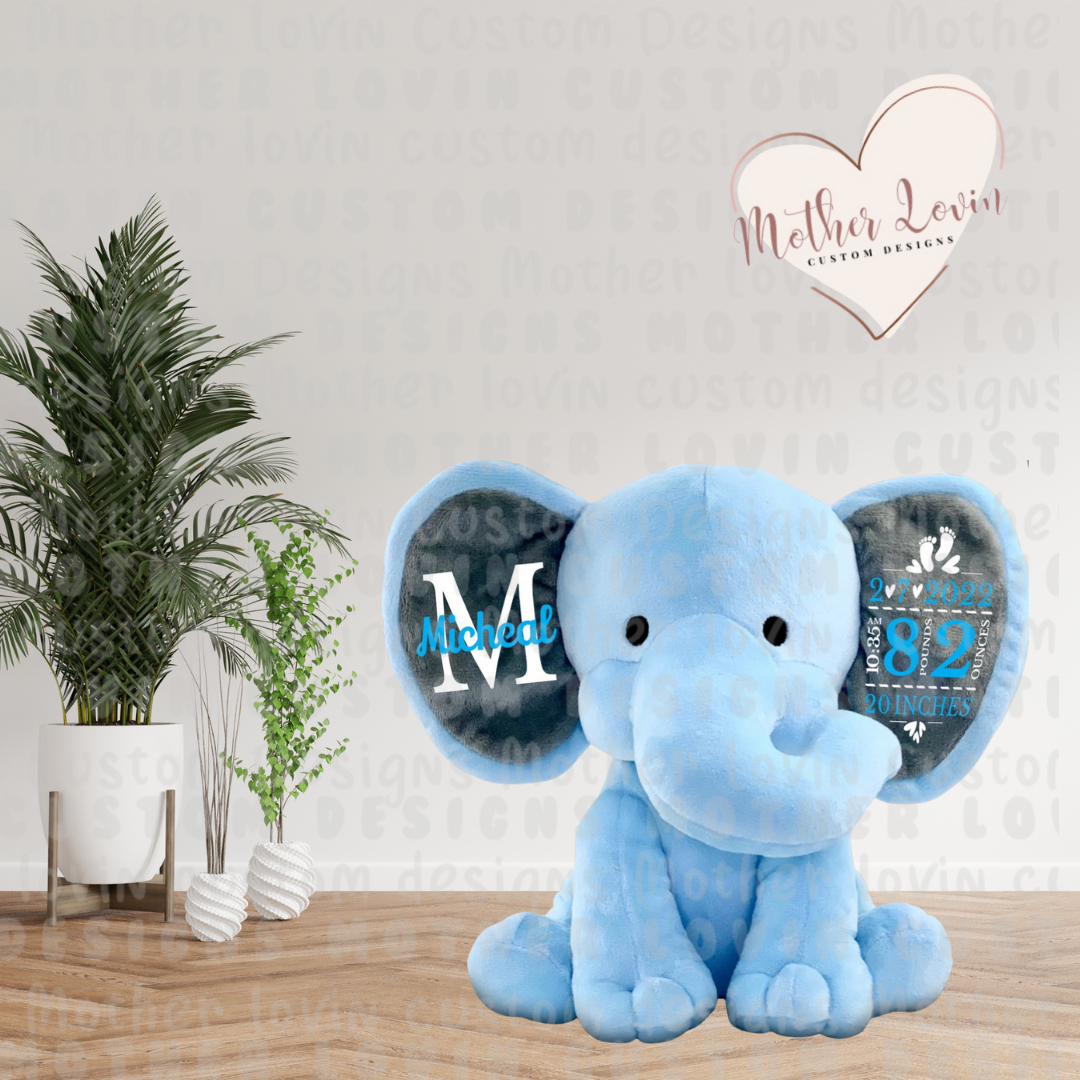 Plush Elephant Birth Announcement