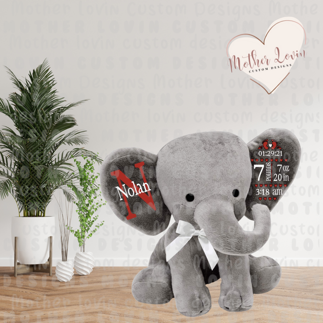 Plush Elephant Birth Announcement