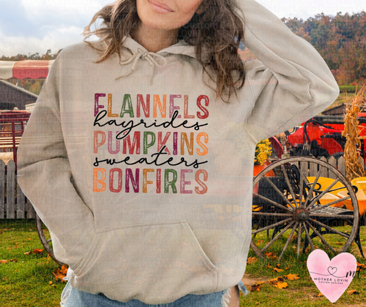 Flannels, Hayrides, Pumpkins, Sweaters, Bonfires Fall Hoodie