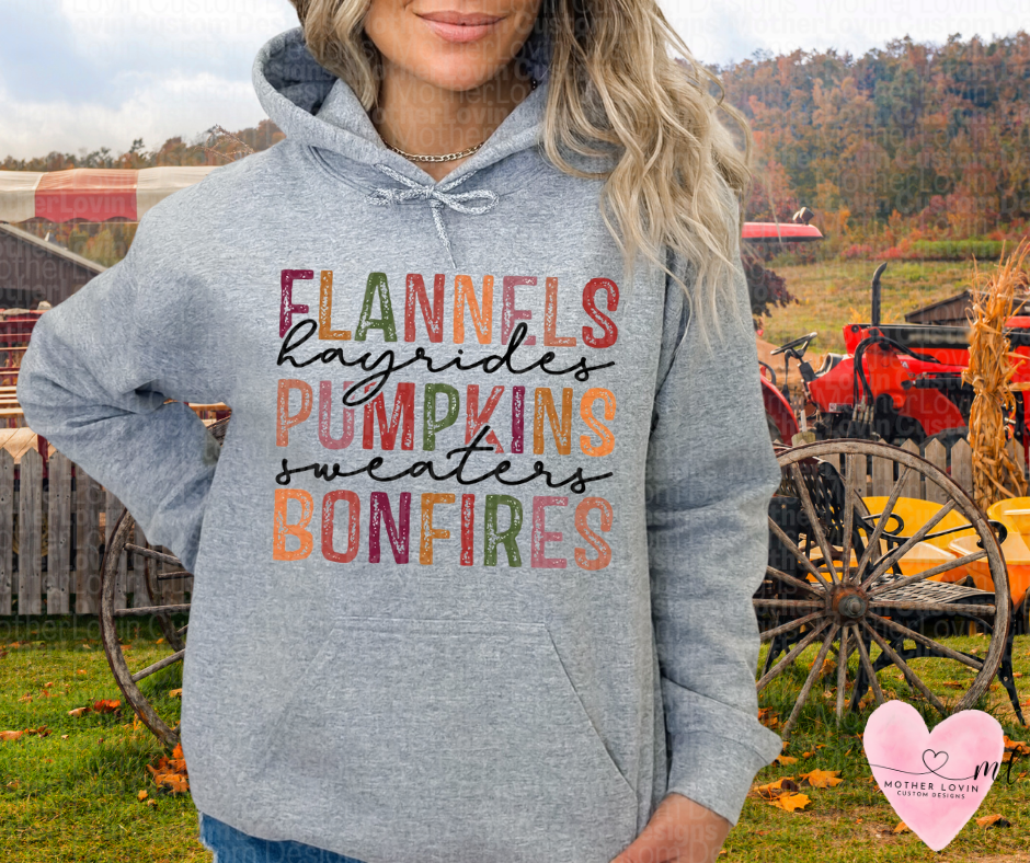 Flannels, Hayrides, Pumpkins, Sweaters, Bonfires Fall Hoodie