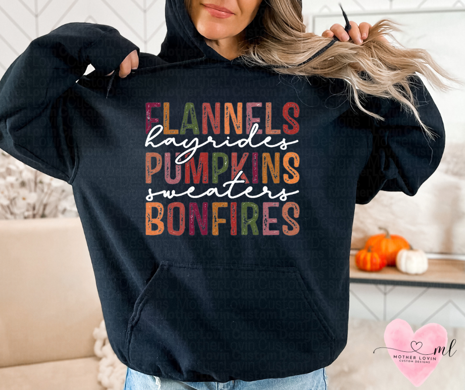 Flannels, Hayrides, Pumpkins, Sweaters, Bonfires Fall Hoodie
