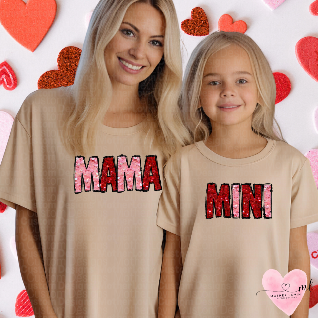 Glitter Mama & Mini Valentine T-Shirt Set