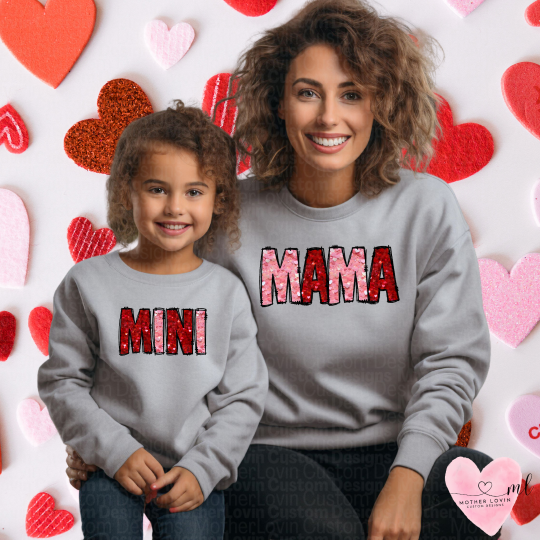 Glitter Mama & Mini Valentine Crewneck Set