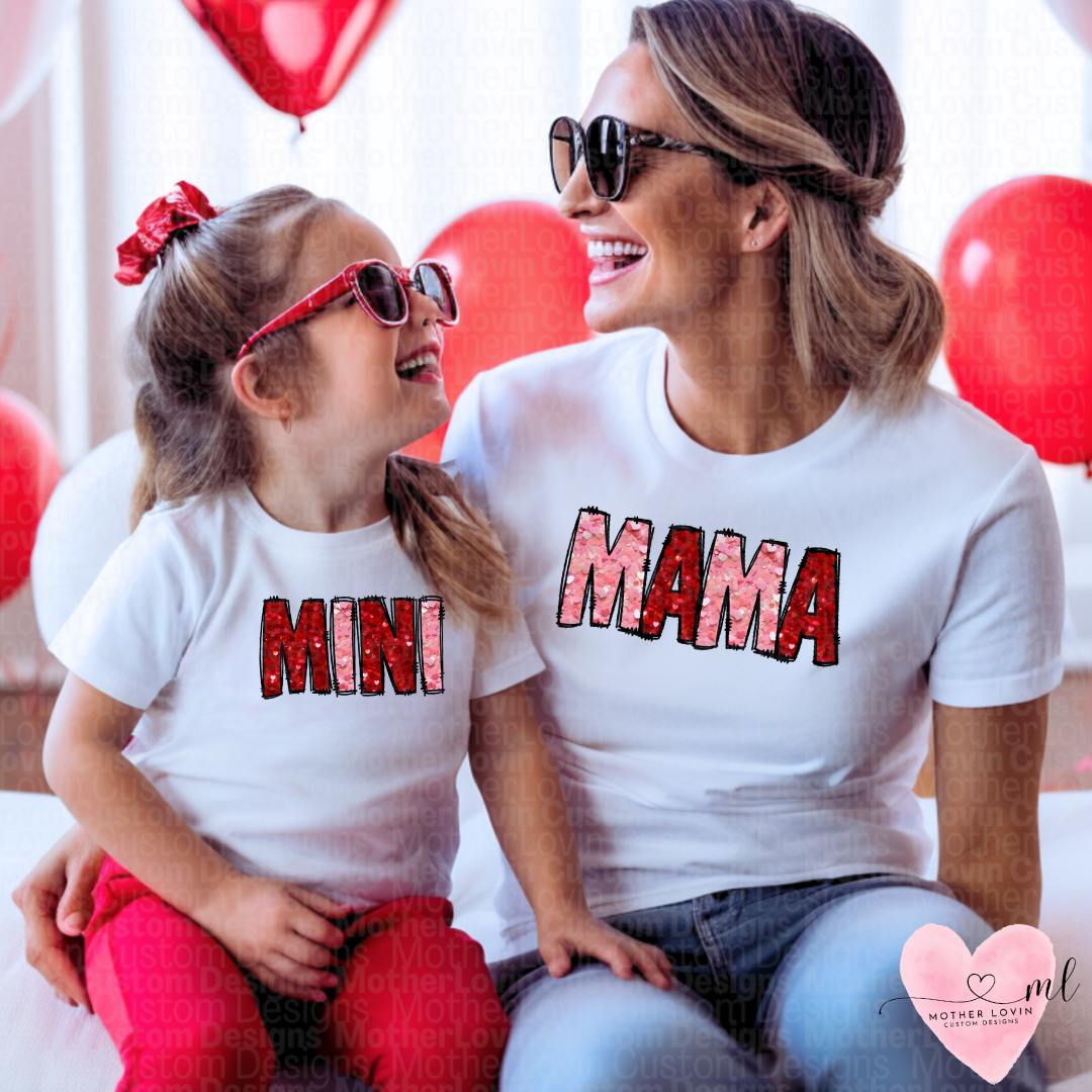Glitter Mama & Mini Valentine T-Shirt Set