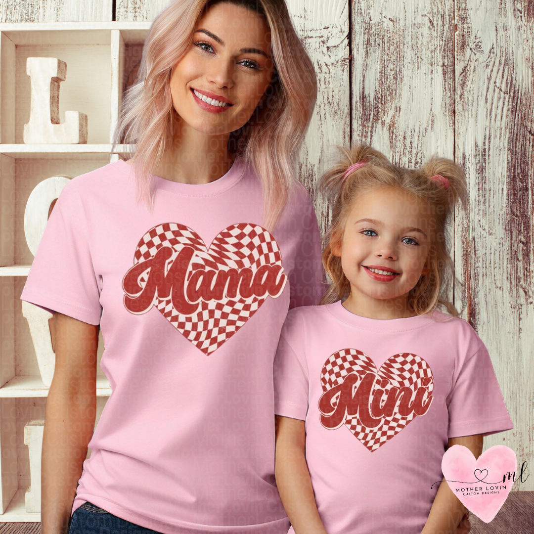 Checkered Heart Mama & Mini Valentine T-Shirt