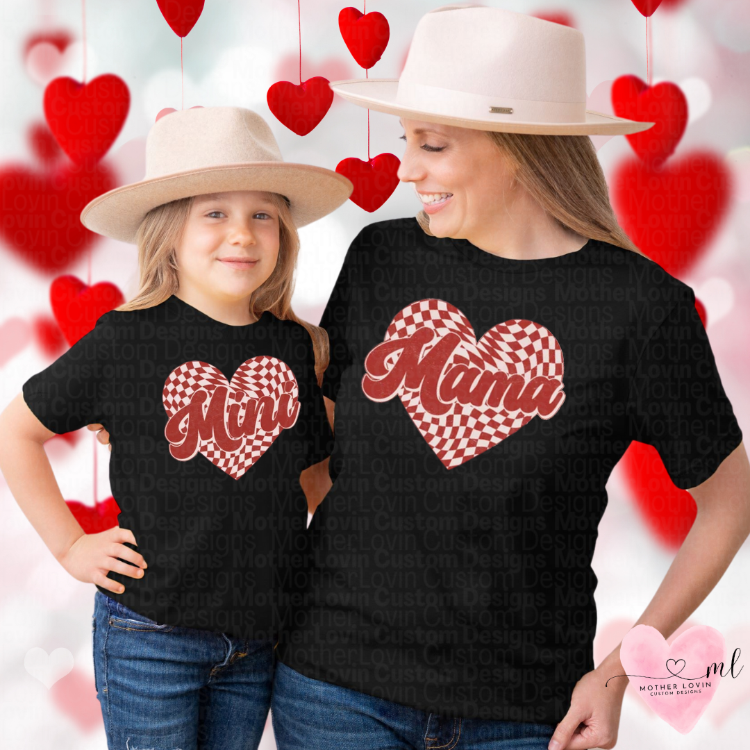 Checkered Heart Mama & Mini Valentine T-Shirt