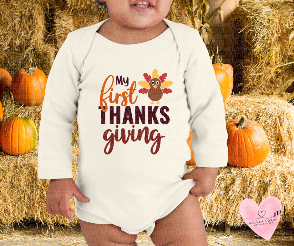 My First Thanksgiving Long Sleeve Onesie