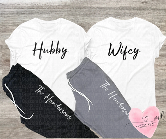 Personalized Hubby & Wifey Sweat Outfit