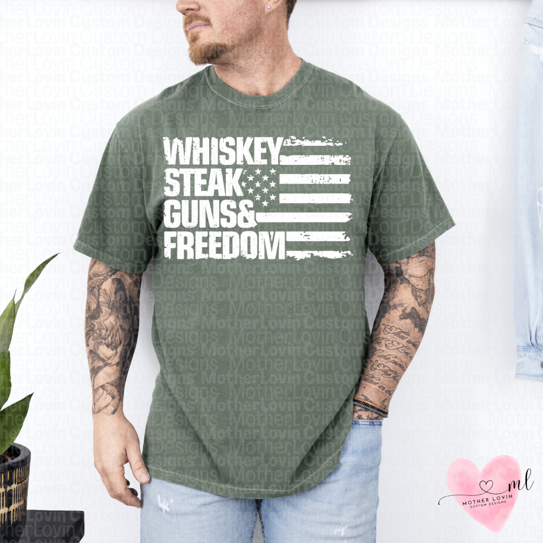 Whiskey, Steak, Guns, & Freedom T-Shirt