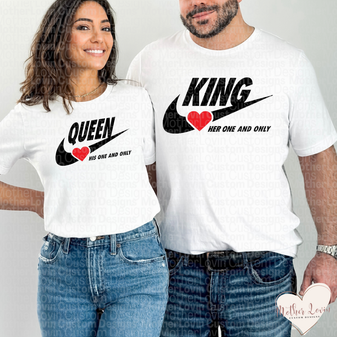 Nike King & Queen Matching Couple T-Shirt Set