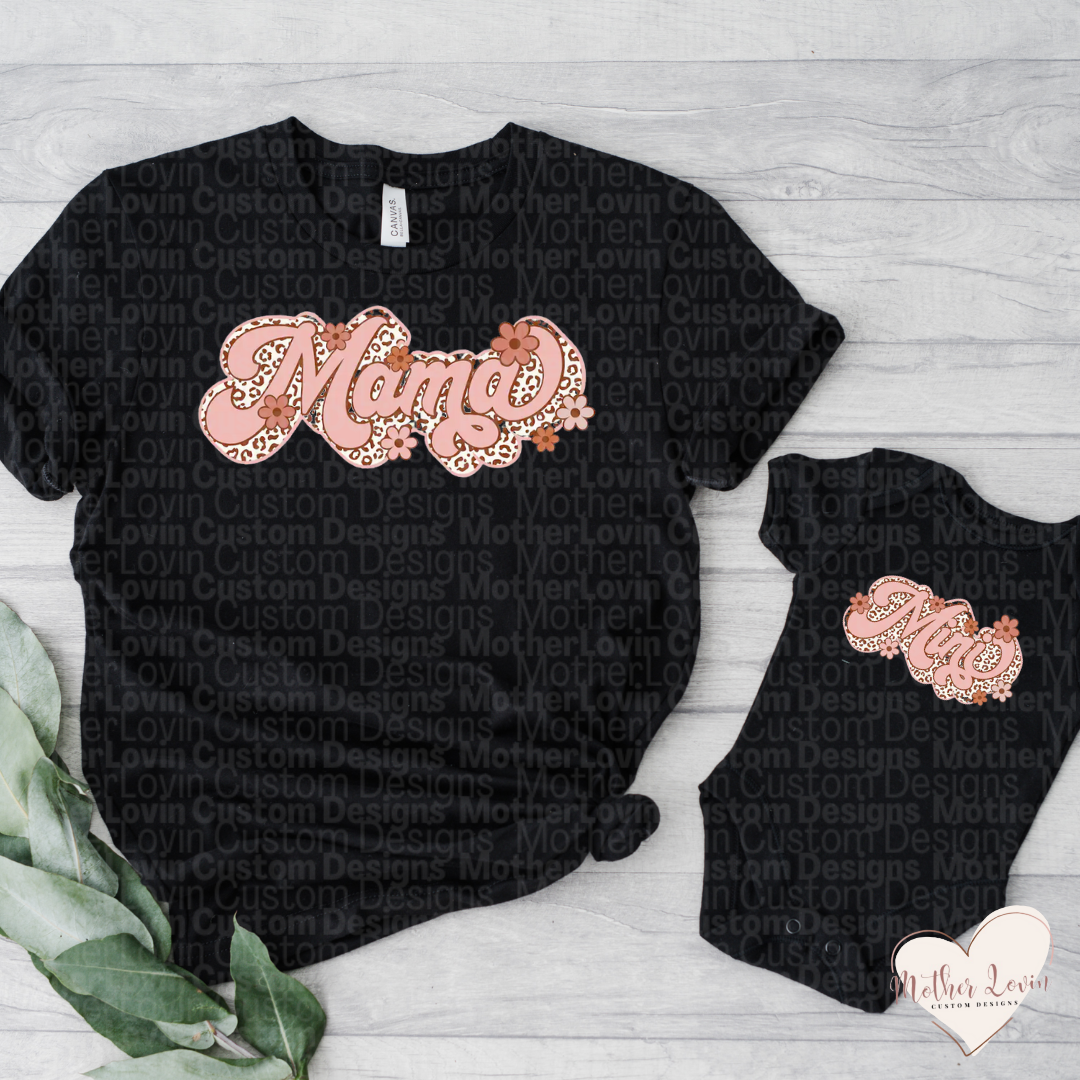Leopard Retro Mama & Mini Matching T-Shirt Set - Baby