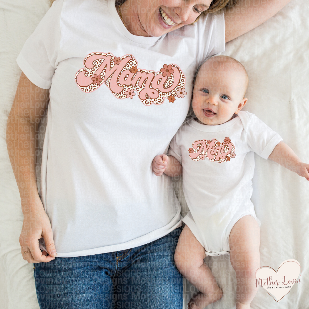Leopard Retro Mama & Mini Matching T-Shirt Set - Baby