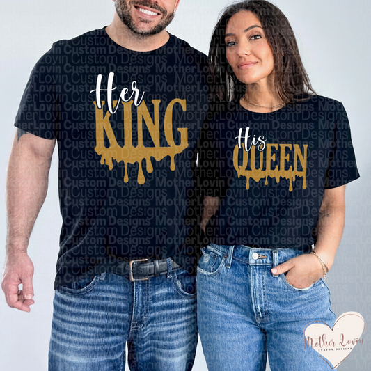 Her King, His Queen Matching Couple T-Shirt Set