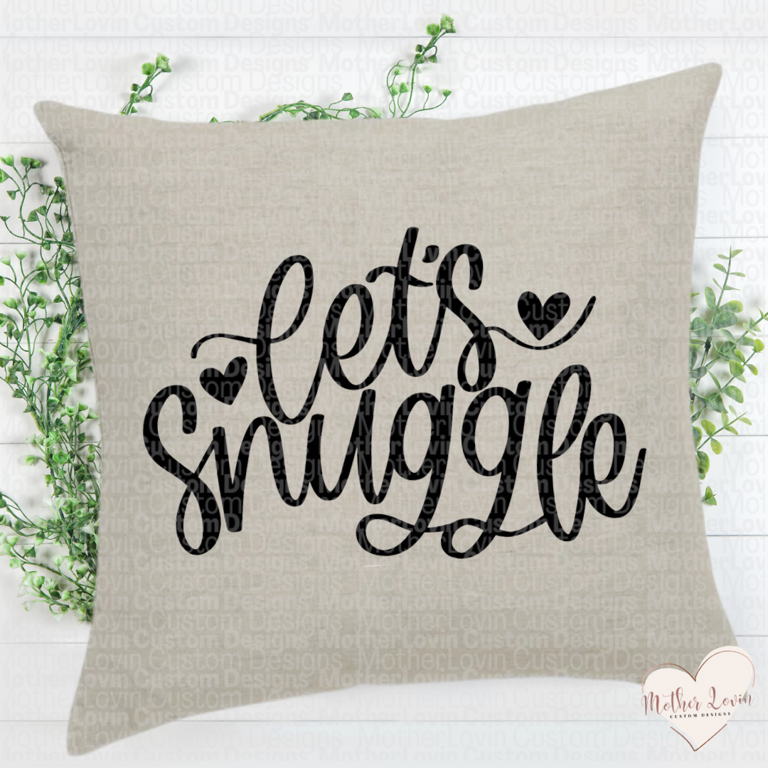 Lets Snuggle Linen Throw Pillow Cover