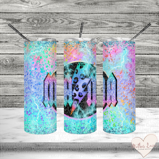 Mama Colorful Lighting Bolt Tumbler