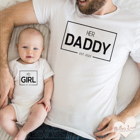 Her Daddy, His Girl T-Shirt Set - Baby