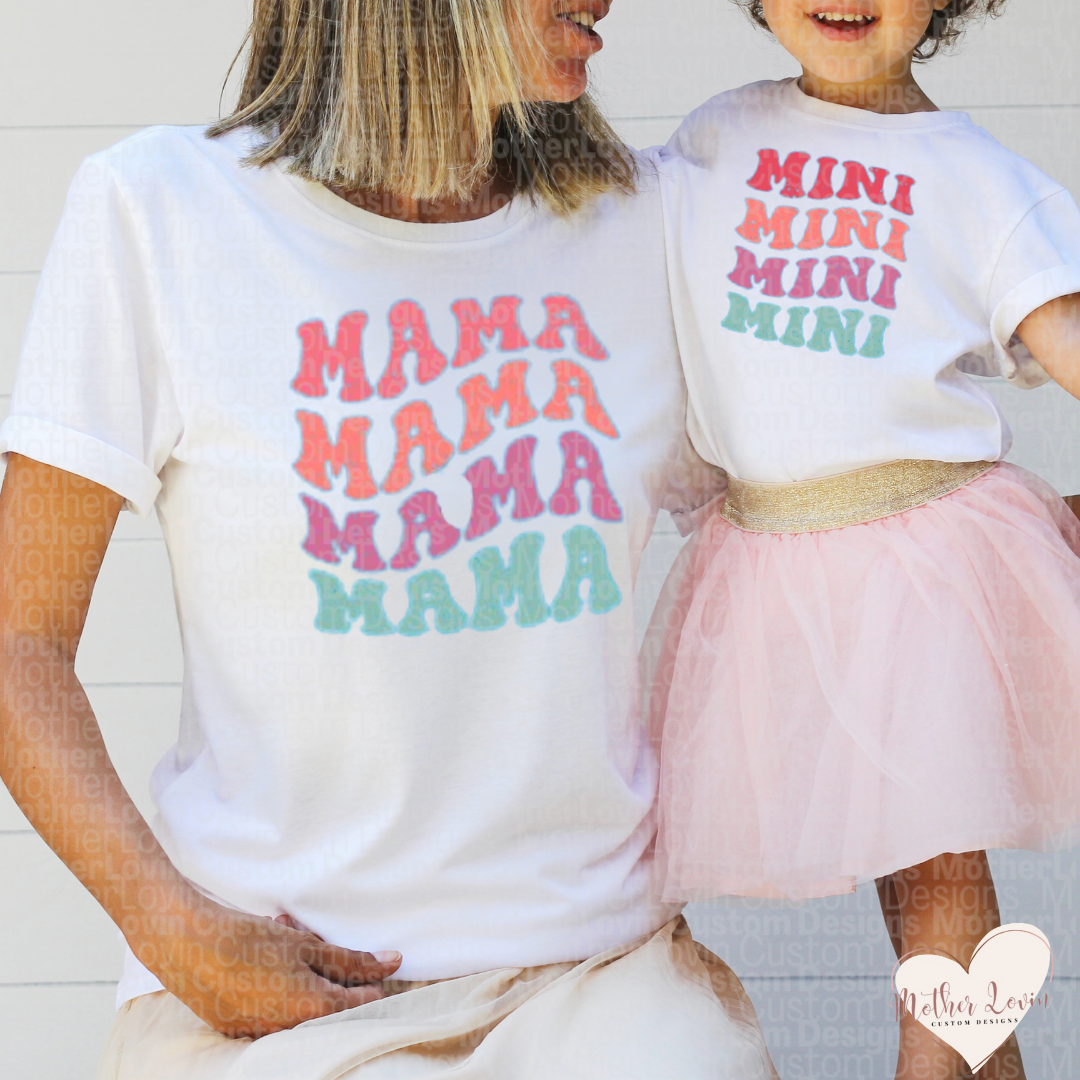 Retro Mama & Mini Rainbow Matching T-Shirt Set - Toddler